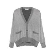 Zilver Gebreide Vest met Lurex Details Le Tricot Perugia , Gray , Dame...