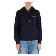 Katoenmix sweatshirt met voorlogo borduurwerk Sun68 , Blue , Dames