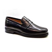 Klassieke Zwarte Mocassin met Leren Details Berwick , Black , Heren