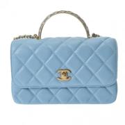 Pre-owned Leather chanel-bags Chanel Vintage , Blue , Dames