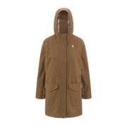 Bruine Mirelle Halflange Waterdichte Parka K-Way , Brown , Dames