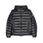 Midnight Blue Gewatteerde Jas met Appliqué Moncler , Blue , Heren