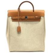 Pre-owned Leather backpacks Hermès Vintage , Beige , Dames