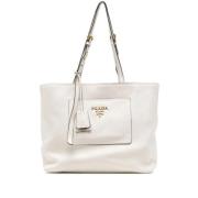 Pre-owned Leather totes Prada Vintage , White , Dames