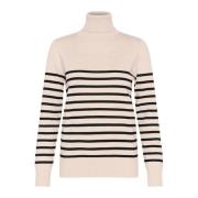 Gestreepte Rollneck Pullover Trui Grijs Saint Tropez , Beige , Dames