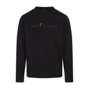 Zwarte Sweatshirt met Logo en Ronde Hals Kiton , Black , Heren