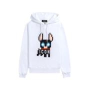 Zwarte Katoenen Hoodie met Icon Print Dsquared2 , White , Heren