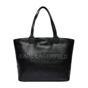 Zwarte leren dames shopper Karl Lagerfeld , Black , Dames