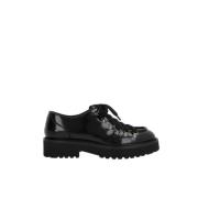 Zwarte leren veterschoenen Doucal's , Black , Dames