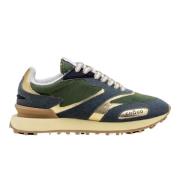 Blauwe Mesh Sneakers met Gouden Leren Accenten Ghoud , Green , Dames