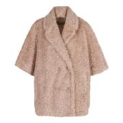 Faux Fur Lapel Coat Herno , Pink , Dames