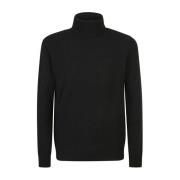 Zwarte Gebreide Coltrui Sweater Roberto Collina , Black , Heren