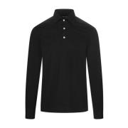 Zwarte Katoenen Poloshirt Kiton , Black , Heren