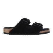 Shearling Zwarte Sandalen Verstelbare Banden Kurk Birkenstock , Black ...