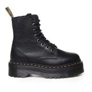 Platformlaarzen met gele stiksels Dr. Martens , Black , Dames