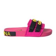 Stijlvolle Logo Beachwear Flats Sandalen Dolce & Gabbana , Pink , Dame...