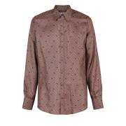 Zijden Stropdas Print Shirt Dolce & Gabbana , Brown , Heren