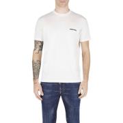 Wit T-shirt met Zwart Logo Dsquared2 , White , Heren