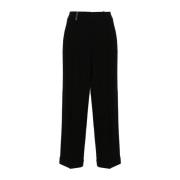 Zwarte Rechte Broek Reliëf Afwerking Peserico , Black , Dames