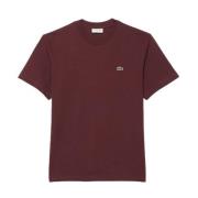 Heren Katoenen T-shirt Bordeaux Lacoste , Brown , Heren