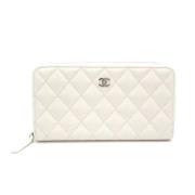 Pre-owned Canvas wallets Chanel Vintage , White , Dames