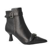 Zwarte leren enkellaars met gesp Bruno Premi , Black , Dames