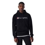 Zwarte Geborduurde Logo Hoodie Champion , Black , Heren