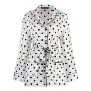 Zijden Polka-Dot Pyjama Blouse Dolce & Gabbana , White , Dames