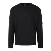 Diagonal Relief Lambswool Crew Neck Sweater C.p. Company , Black , Her...