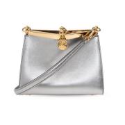 Metallic Finish Schoudertas met Logo Bedel Etro , Gray , Dames