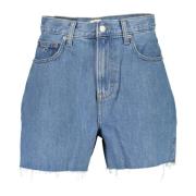 Blauwe Denim Hot Pant Franje Shorts Tommy Hilfiger , Blue , Dames