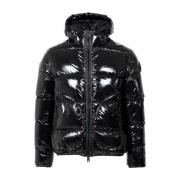 Glanzende Korte Quilted Donsjas Herno , Black , Heren