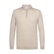 Half Zip Beige Pullover Profuomo , Beige , Heren