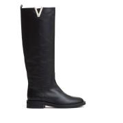 Enkellaarzen in zwart leer Via Roma 15 , Black , Dames