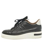 Pre-owned Leather sneakers Hermès Vintage , Black , Dames