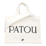 Witte Canvas Tote Tas met Bovenhandvatten Patou , White , Dames