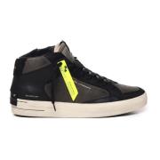 Zwarte hoge sneakers met bandzool Crime London , Black , Heren