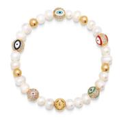 Mens Evil Eye Pearl Bracelet Nialaya , Yellow , Heren