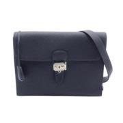 Pre-owned Leather shoulder-bags Hermès Vintage , Blue , Dames