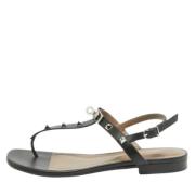 Pre-owned Leather sandals Hermès Vintage , Black , Dames