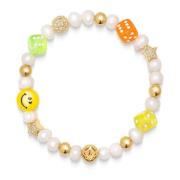 Mens Pair of Dice Pearl Bracelet Nialaya , Yellow , Heren