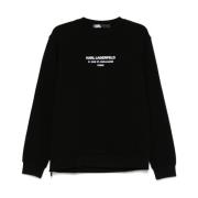 Zwarte Crew Neck Sweater met Logo Karl Lagerfeld , Black , Heren