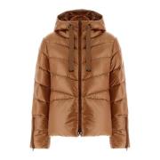 Korte capuchonjas van nylon zwart Herno , Brown , Dames