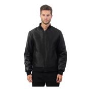 Zwarte imitatieleren jas Fullzip Guess , Black , Heren