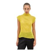 Geplooide Chiffon Twist Top Issey Miyake , Yellow , Dames