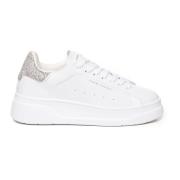 Witte Glitter Stud Leren Sneakers Crime London , White , Dames