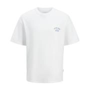 Achter Tee Crew Neck Bright White Jack & Jones , White , Heren