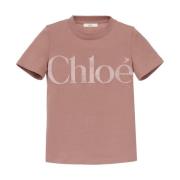 Fluweel Logo Roze T-shirts en Polos Chloé , Pink , Dames