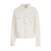 Witte Oversized Denim Jack met Zakken Maison Margiela , White , Dames