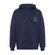 Blauwe Geborduurde Slogan Hoodie Sweater Drole de Monsieur , Blue , He...